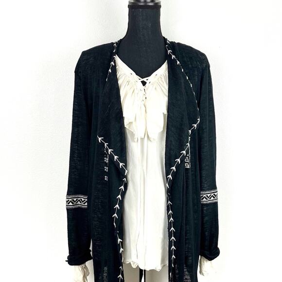Haute Project Cardigan Asymmetrical Lightweight Boho Black Large - Picture 2 of 8